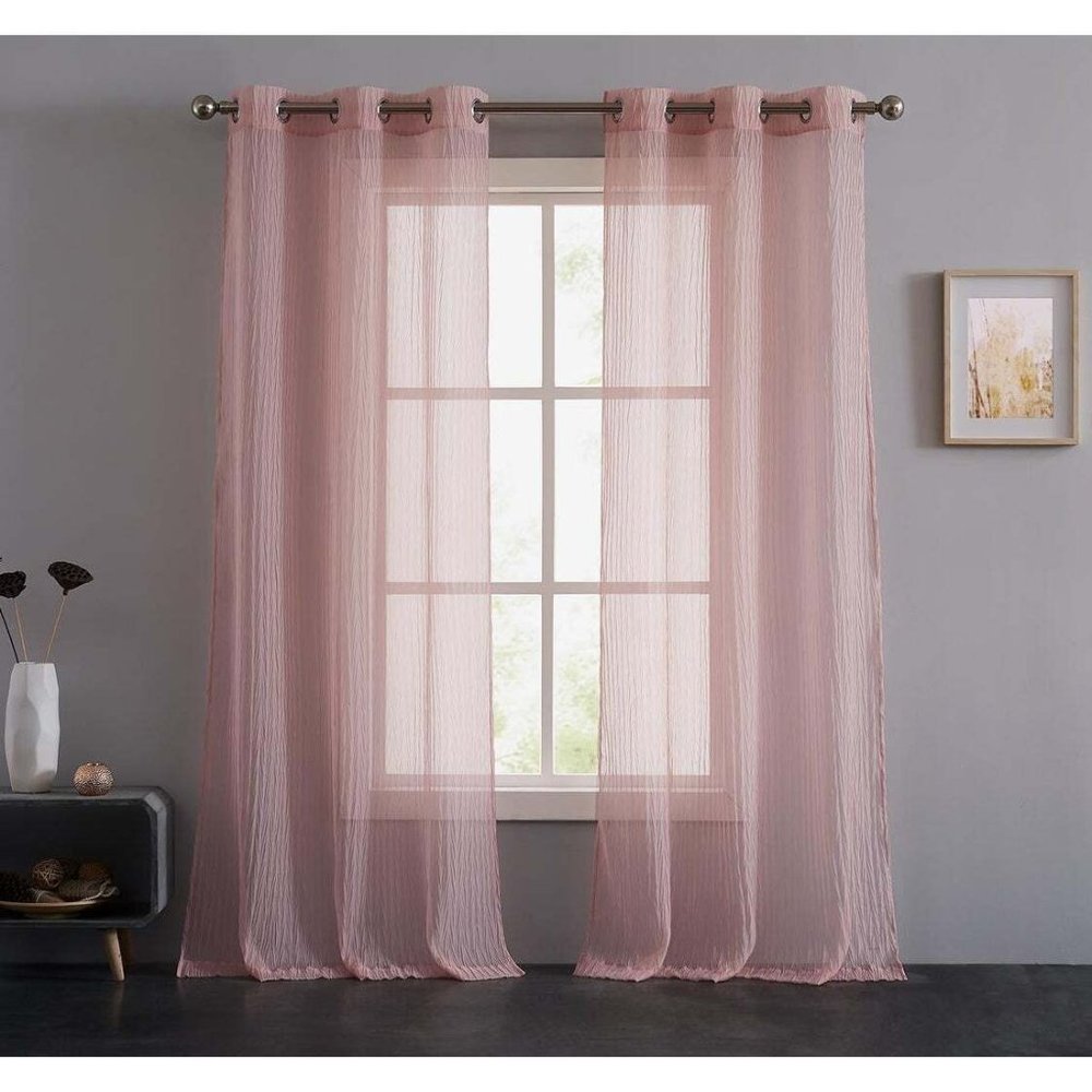 2 JUICY COUTURE Marnie Crushed Semi-Sheer Voile Window Curtain Panels 38"x84"